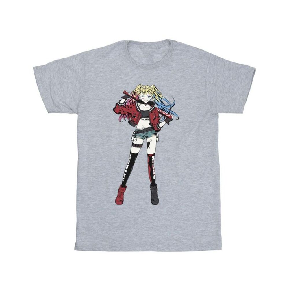 DC Comics Mens Harley Quinn Standing Pose T-Shirt / Sports Grey